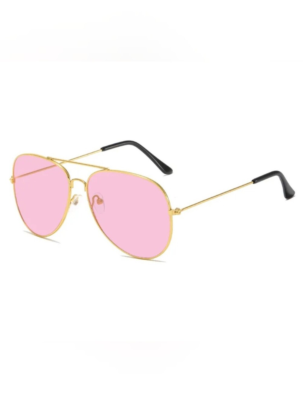 Unisex Aviator Sunglasses Metal Frame UV400 Anti-Glare Sunglasses -Black Lenses
